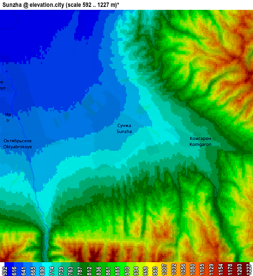 Zoom OUT 2x Sunzha, Russia elevation map