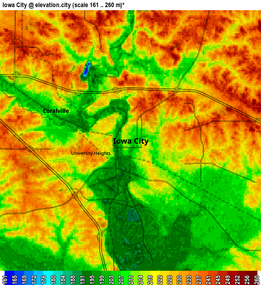 Zoom OUT 2x Iowa City, United States elevation map