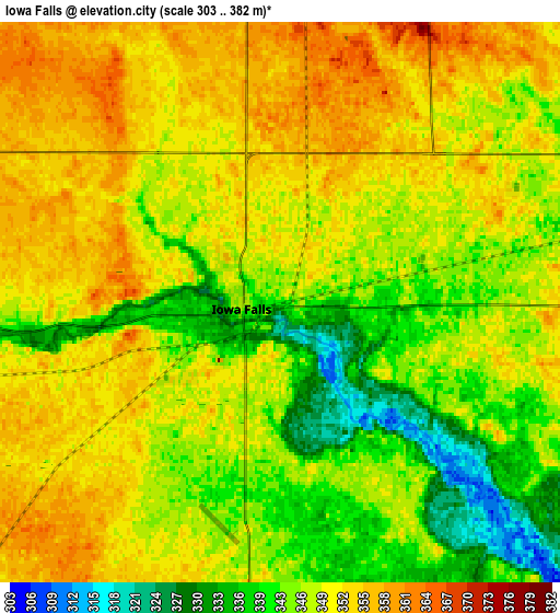 Zoom OUT 2x Iowa Falls, United States elevation map