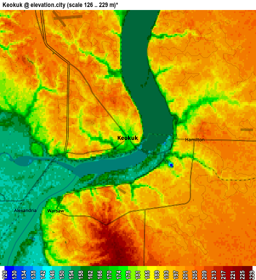 Zoom OUT 2x Keokuk, United States elevation map