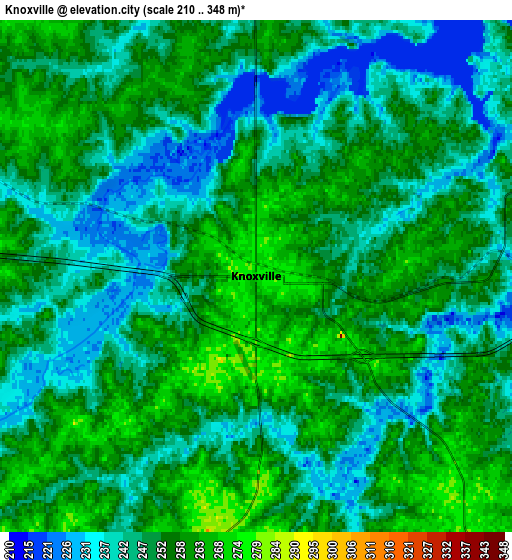 Zoom OUT 2x Knoxville, United States elevation map