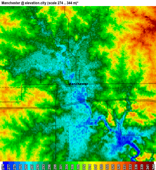 Zoom OUT 2x Manchester, United States elevation map