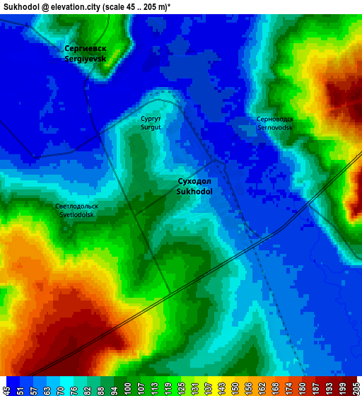 Zoom OUT 2x Sukhodol, Russia elevation map