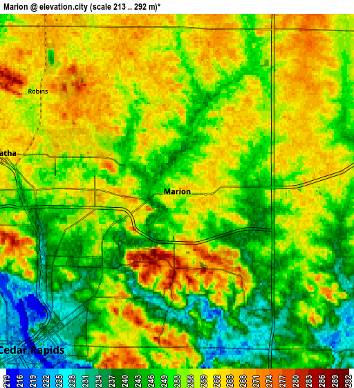 Zoom OUT 2x Marion, United States elevation map