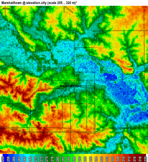 Zoom OUT 2x Marshalltown, United States elevation map