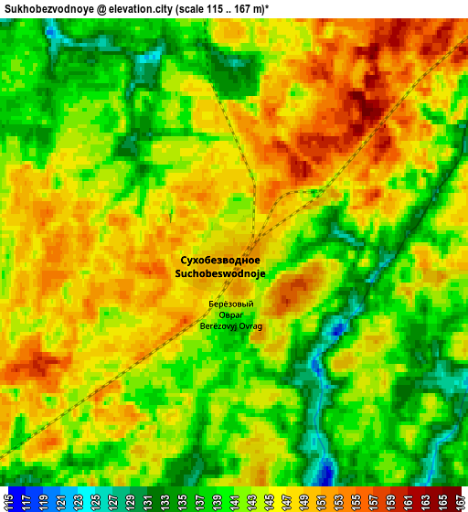 Zoom OUT 2x Sukhobezvodnoye, Russia elevation map