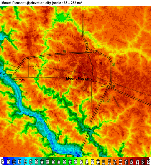 Zoom OUT 2x Mount Pleasant, United States elevation map