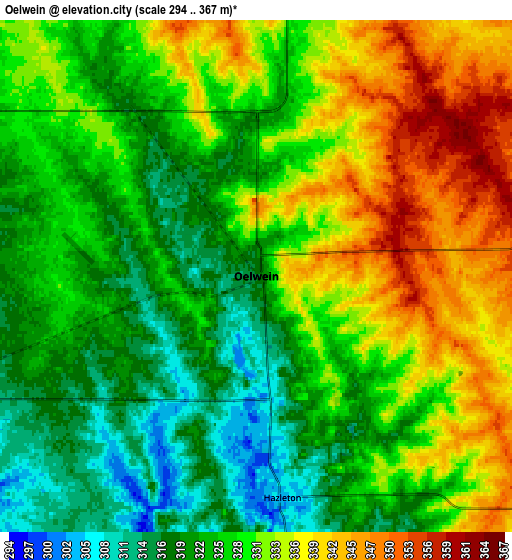 Zoom OUT 2x Oelwein, United States elevation map