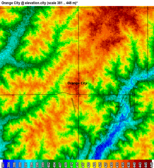 Zoom OUT 2x Orange City, United States elevation map