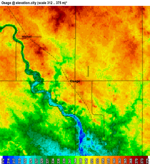 Zoom OUT 2x Osage, United States elevation map