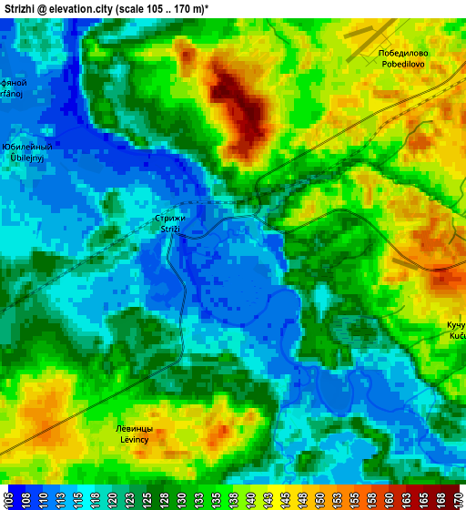 Zoom OUT 2x Strizhi, Russia elevation map