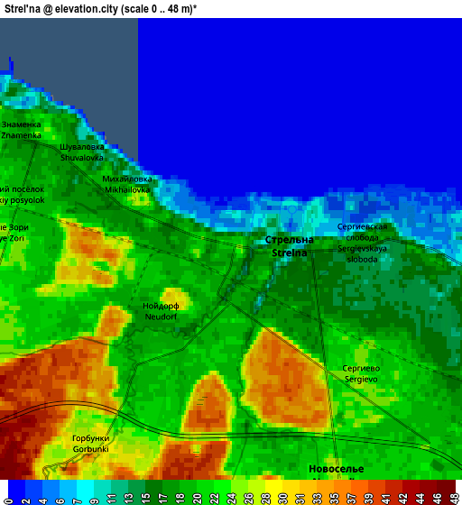 Zoom OUT 2x Strel'na, Russia elevation map