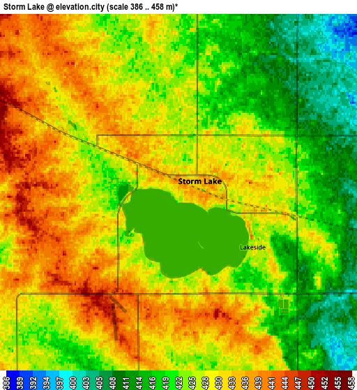 Zoom OUT 2x Storm Lake, United States elevation map