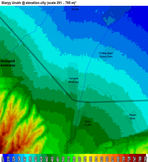 Zoom OUT 2x Staryy Urukh, Russia elevation map