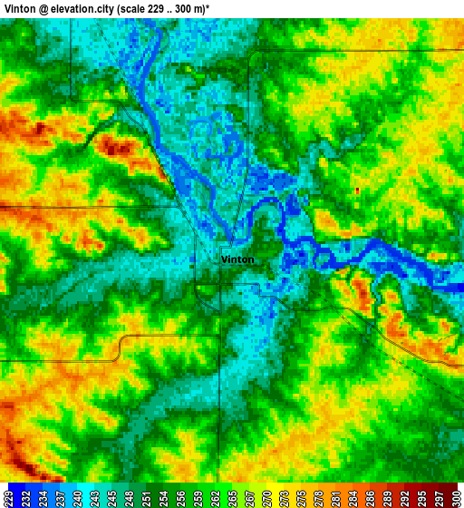 Zoom OUT 2x Vinton, United States elevation map