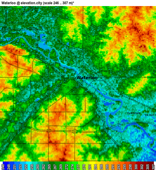 Zoom OUT 2x Waterloo, United States elevation map