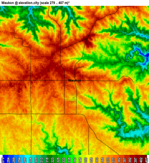 Zoom OUT 2x Waukon, United States elevation map