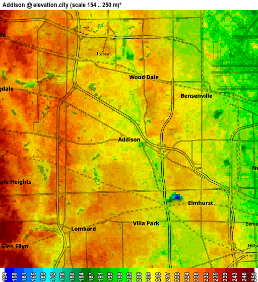 Zoom OUT 2x Addison, United States elevation map