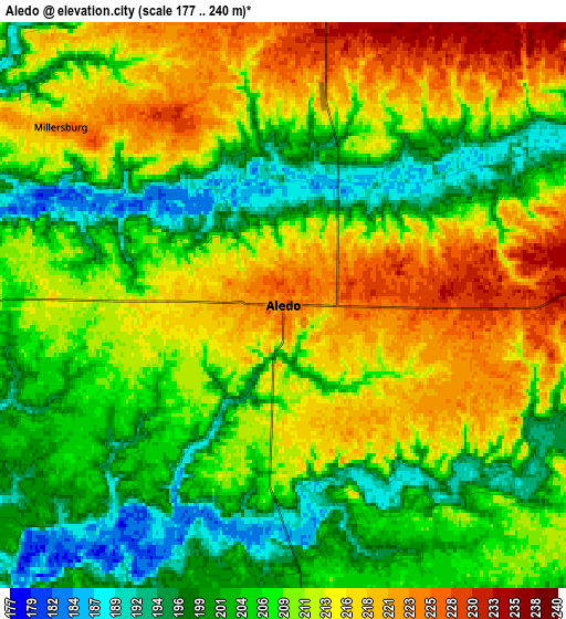 Zoom OUT 2x Aledo, United States elevation map