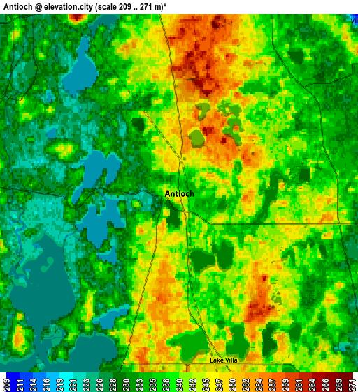 Zoom OUT 2x Antioch, United States elevation map