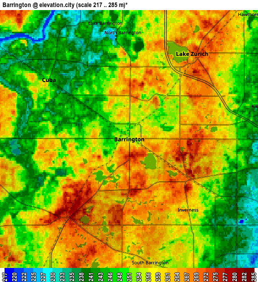 Zoom OUT 2x Barrington, United States elevation map