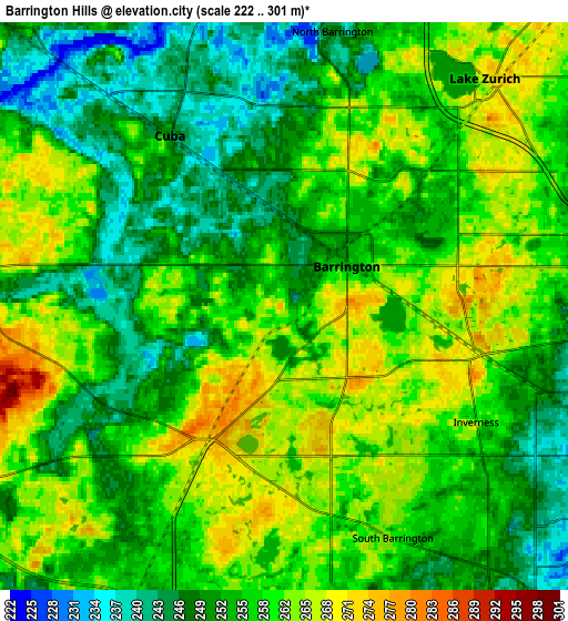 Zoom OUT 2x Barrington Hills, United States elevation map