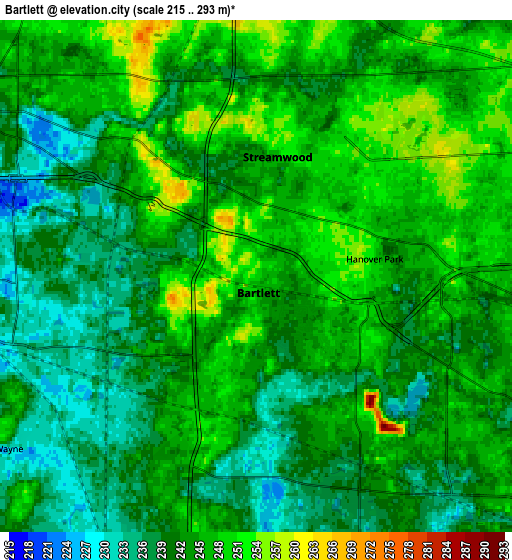 Zoom OUT 2x Bartlett, United States elevation map