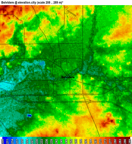 Zoom OUT 2x Belvidere, United States elevation map