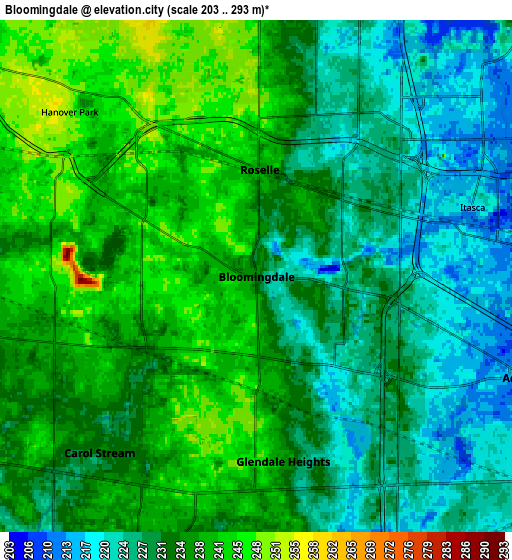 Zoom OUT 2x Bloomingdale, United States elevation map