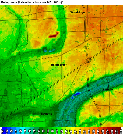 Zoom OUT 2x Bolingbrook, United States elevation map