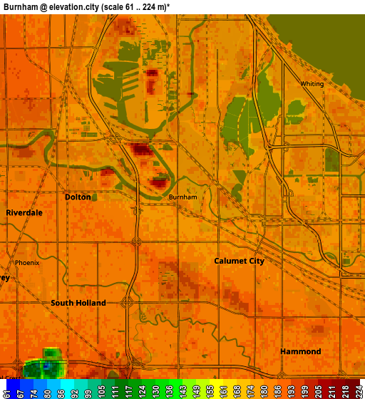 Zoom OUT 2x Burnham, United States elevation map