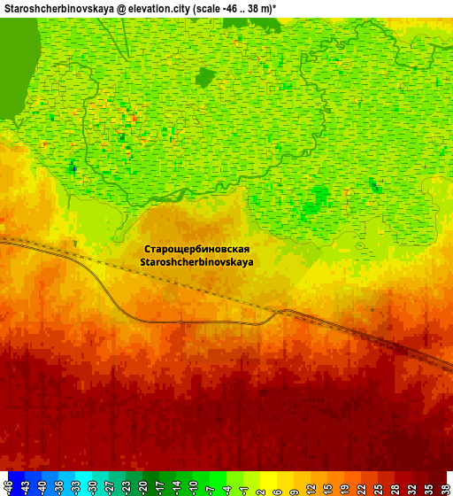 Zoom OUT 2x Staroshcherbinovskaya, Russia elevation map