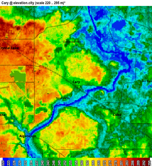 Zoom OUT 2x Cary, United States elevation map