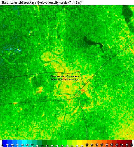 Zoom OUT 2x Staronizhestebliyevskaya, Russia elevation map