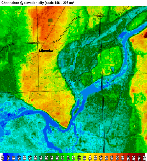 Zoom OUT 2x Channahon, United States elevation map