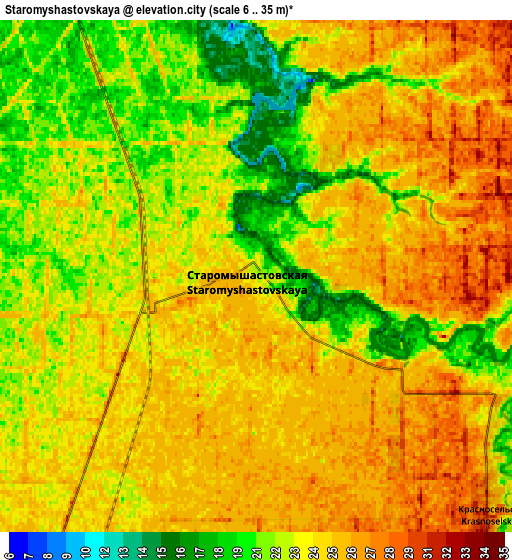 Zoom OUT 2x Staromyshastovskaya, Russia elevation map