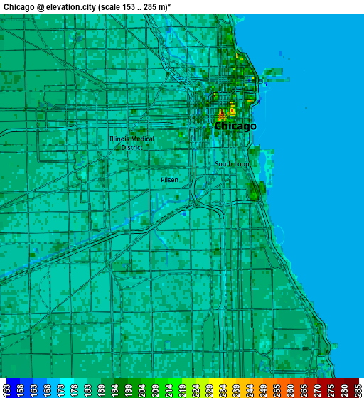 Zoom OUT 2x Chicago, United States elevation map