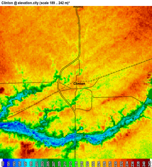 Zoom OUT 2x Clinton, United States elevation map