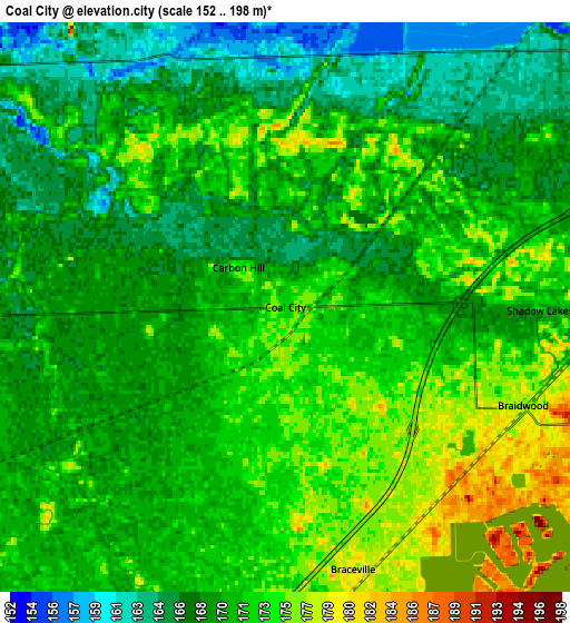 Zoom OUT 2x Coal City, United States elevation map