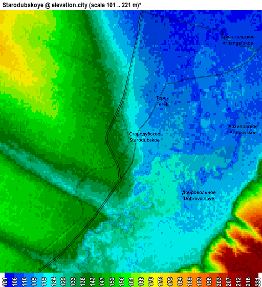 Zoom OUT 2x Starodubskoye, Russia elevation map