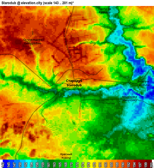 Zoom OUT 2x Starodub, Russia elevation map