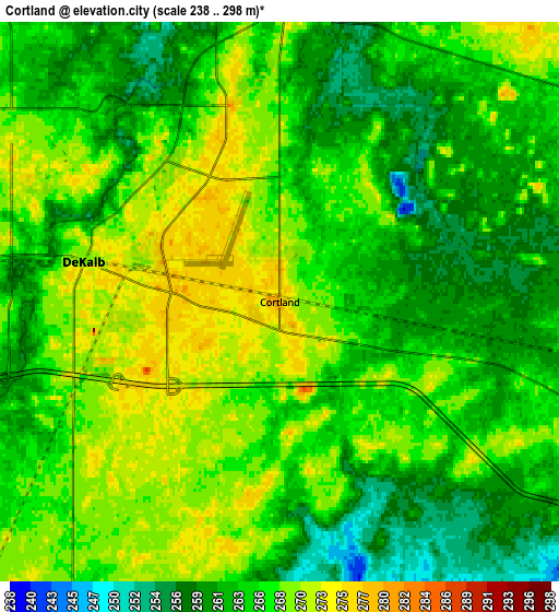 Zoom OUT 2x Cortland, United States elevation map