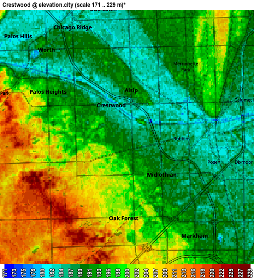 Zoom OUT 2x Crestwood, United States elevation map