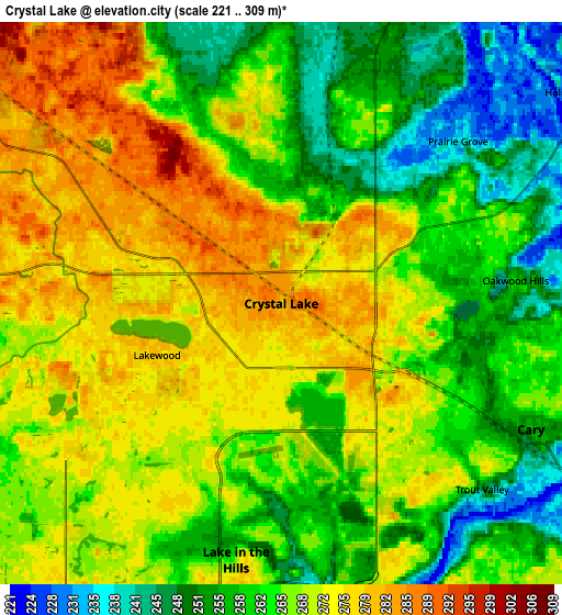Zoom OUT 2x Crystal Lake, United States elevation map