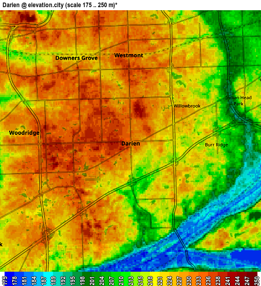 Zoom OUT 2x Darien, United States elevation map