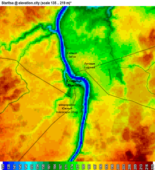 Zoom OUT 2x Staritsa, Russia elevation map