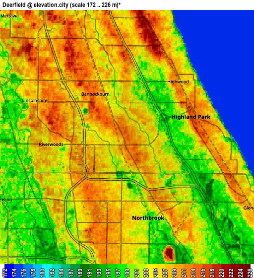 Zoom OUT 2x Deerfield, United States elevation map