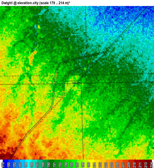 Zoom OUT 2x Dwight, United States elevation map