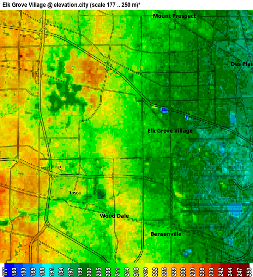 Zoom OUT 2x Elk Grove Village, United States elevation map