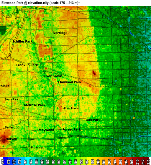 Zoom OUT 2x Elmwood Park, United States elevation map